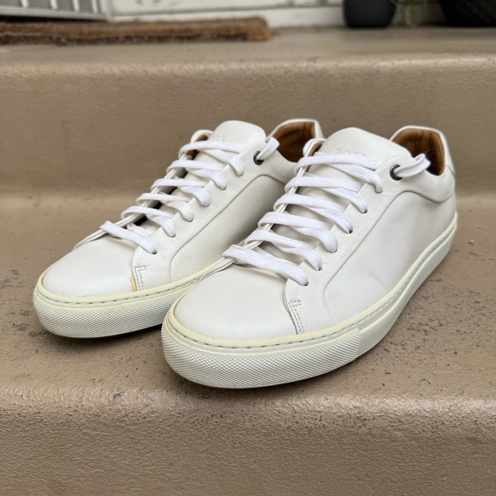 Boss White Leather Low Top Sneakers